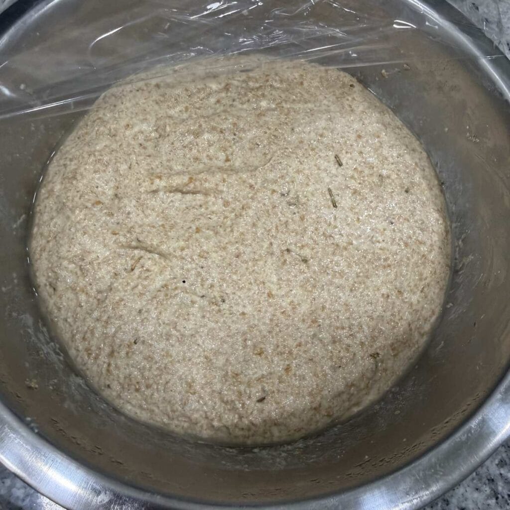 Bulk Fermentation Rosemary olive oil spelt sourdough bread