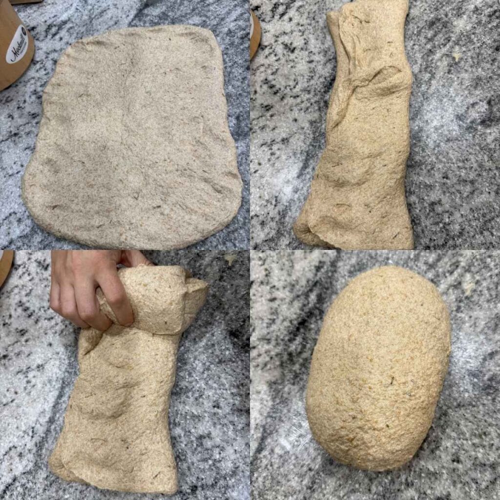 Laminating the Rosemary Olive Oil Spelt Sourdough Bread