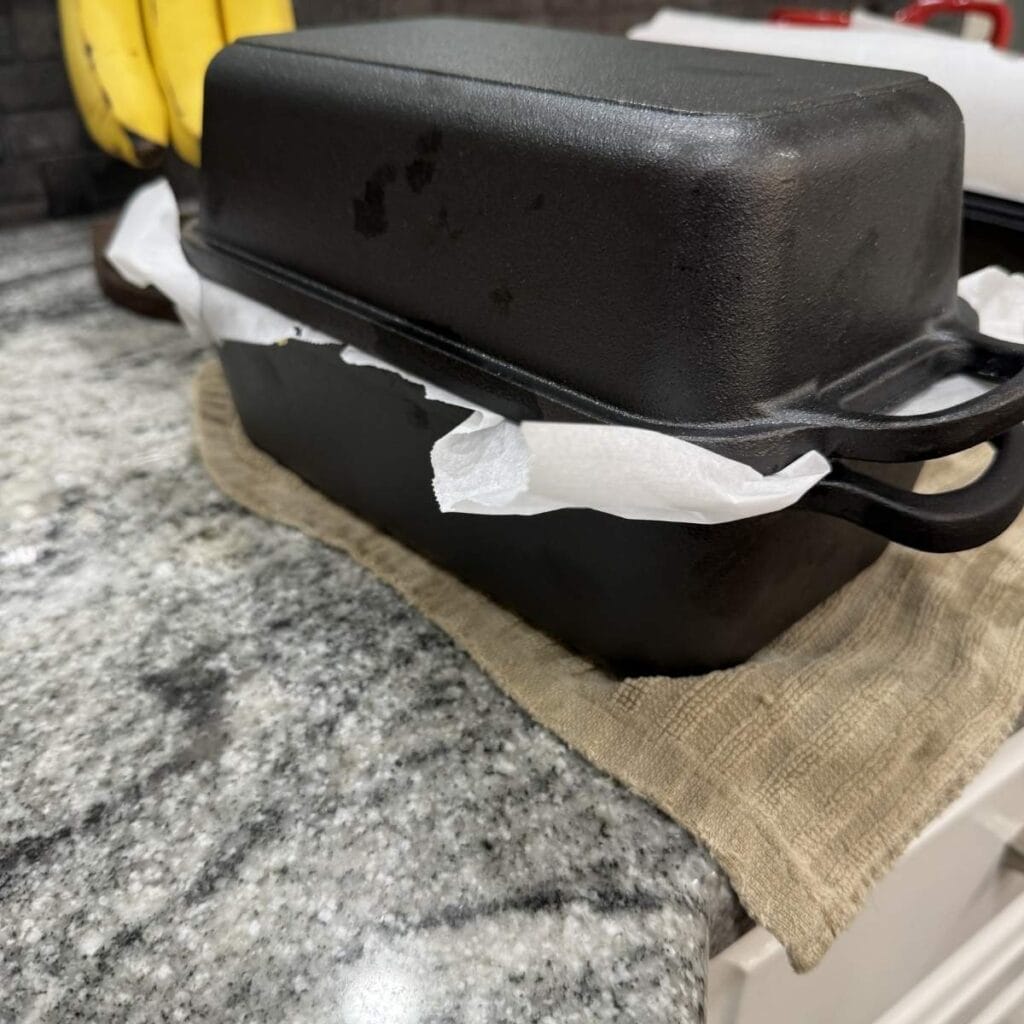 Then we cover and bake
